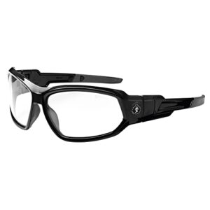 Ergodyne - 56003 Skullerz Loki Convertible Anti-Fog Safety Glasses, Clear Lens- Includes Gasket and Strap to Convert to Goggle Anti-fog Clear Lens, Black Frame