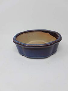 a14012 b ceramic bonsai pots - japanese houtoka brand - blue