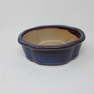 A14012 B Ceramic Bonsai Pots - Japanese Houtoka Brand - Blue