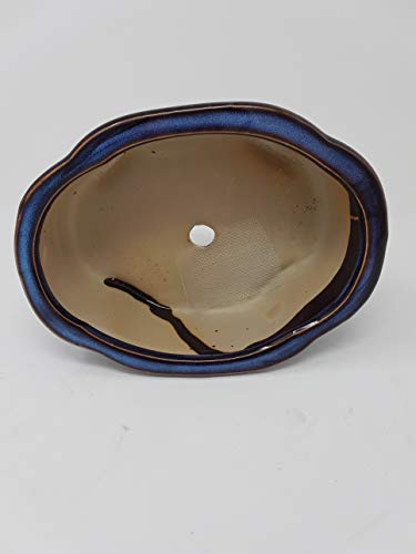 A14012 B Ceramic Bonsai Pots - Japanese Houtoka Brand - Blue