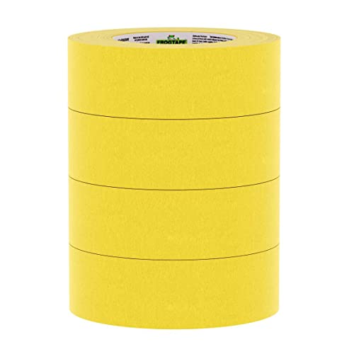 FrogTape Delicate Surface Painter's Tape With PaintBlock, 1.41 Inch x 60 Yards, 4-Pack, Yellow (240662)