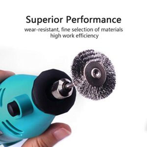 ATOPLEE Wire Wheel Brush Set,20pcs 1 Inch Mini Wire Wheel with 1/8 Inch Round Shank,Crimped Wire Brush Wheel for Rust Removal, Corrosion and Scrub Surfaces,for Drill Attachment