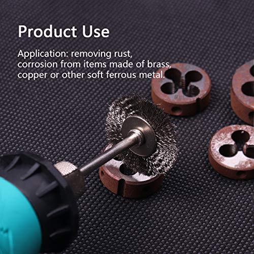 ATOPLEE Wire Wheel Brush Set,20pcs 1 Inch Mini Wire Wheel with 1/8 Inch Round Shank,Crimped Wire Brush Wheel for Rust Removal, Corrosion and Scrub Surfaces,for Drill Attachment