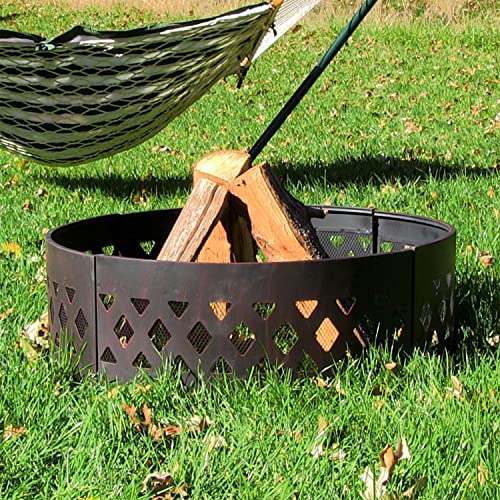 Sunnydaze Crossweave 36-Inch Round Heavy-Duty Steel Fire Ring with Fire Poker