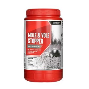 mole & vole animal stopper granular repellent - safe & effective, all natural food grade ingredients; repels moles and voles; ready to use, 2.5 lb shaker jug