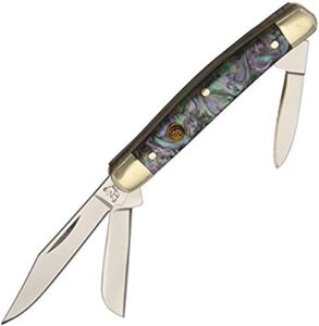 hen & rooster hr303iab stockman imitation abalne tactical folding knives