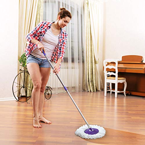 Goplus 2 Pieces Mop Replacement Head Spin Microfiber Magic Mop Refill 360° Spinning