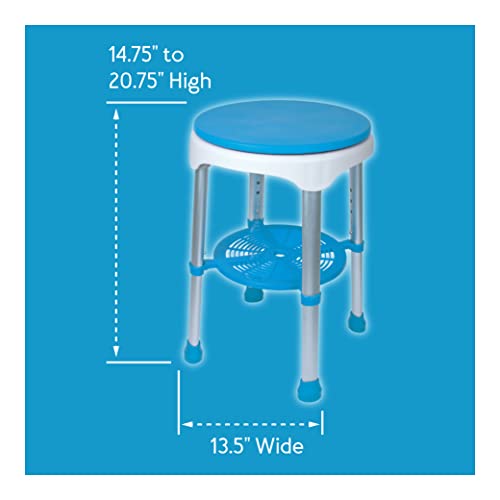 Carex Easy Swivel Bath Stool and Bathtub Stool - Shower Stool, Adjustable Rotating Bath Seat and Shower Chair for Elderly with Storage Tray, Shower Stools For Seniors