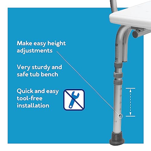 Carex Bathtub Transfer Bench - Shower Bench and Bath Bench with Height Adjustable Legs - Convertible to Right or Left Hand Entry, Shower Chair For Bathtub, Bathtub Chair