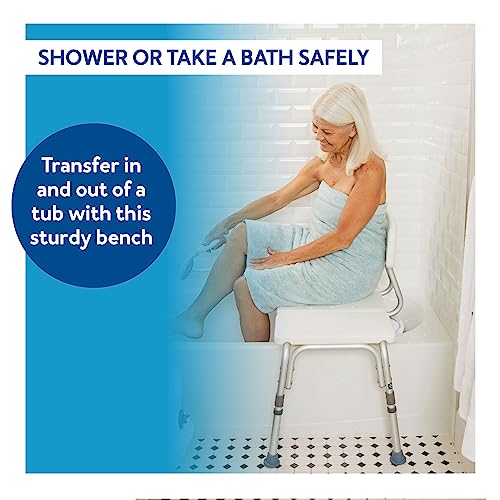 Carex Bathtub Transfer Bench - Shower Bench and Bath Bench with Height Adjustable Legs - Convertible to Right or Left Hand Entry, Shower Chair For Bathtub, Bathtub Chair