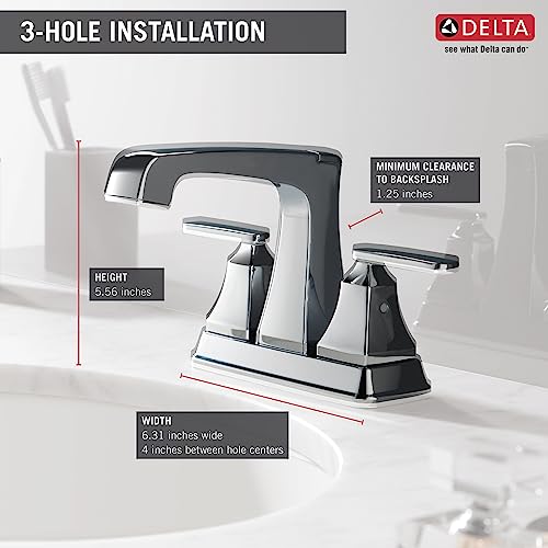 Delta Faucet Ashlyn Centerset Bathroom Faucet Chrome, Bathroom Sink Faucet, Diamond Seal Technology, Metal Drain Assembly, Chrome 2564-MPU-DST