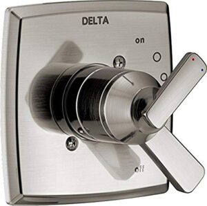 delta faucet ashlyn brushed nickel shower valve trim kit for shower systems and shower faucets, delta shower handle replacement, shower faucet handle, stainless t17064-ss (valve not included)