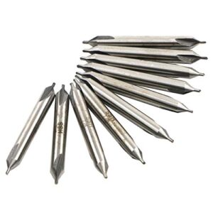 center drill bits, hss combined center drills countersinks 60 degree angle bit set tool 1.0mm * 4mm, pack of 10