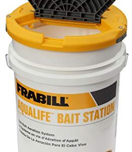 Frabill Bait Station Bucket | Large Aerated Live Bait 6-Gallon Storage