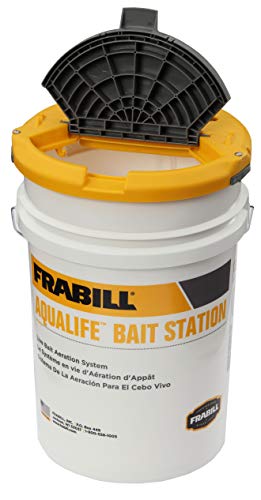 Frabill Bait Station Bucket | Large Aerated Live Bait 6-Gallon Storage