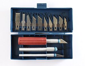 blade pro 16 piece hobby knife set | 13 razor-sharp blades & 3 professional handles | custom fit storage box 4" x 8" (10.16 cm x 20.32 cm) | essential craft toolkit
