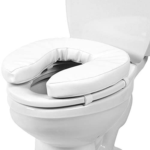 Raised Toilet Seat Cushion, 2" High Padded Comfort Support, Universal Fit, Portable with Adjustable Fastening Straps