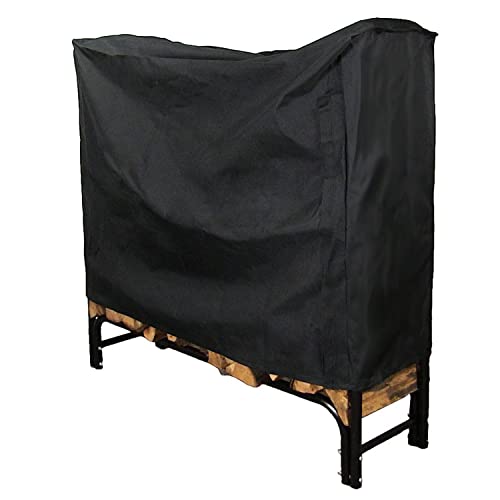 Sunnydaze 4-Foot Firewood Log Rack Cover - Heavy-Duty Weather-Resistant PVC Construction - Black