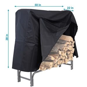 Sunnydaze 4-Foot Firewood Log Rack Cover - Heavy-Duty Weather-Resistant PVC Construction - Black