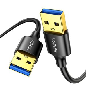 ugreen usb to usb, 5 gbps usb 3.0 cable, nylon durable male to male cable, compatible with hard drive, cooling fan/pad, camera, dvd player, tv, flash light, hub, monitor, speaker, and more 6.6 ft …