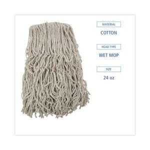 Boardwalk Cm20024 Banded Cotton Mop Heads, 24Oz, White, 12/Carton