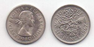 imachine 1967 english sixpence -- lucky wedding coin -- 'with a sixpence in her shoe' -- final year of mintage