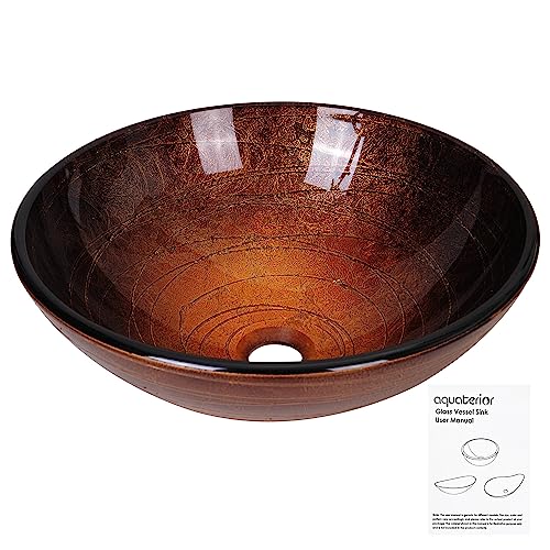 Aquaterior Tempered Glass Vessel Sink Bathroom Lavatory Round Bowl Pattern Basin(FAUCET NOT INCLUDED)