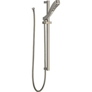 delta faucet 4-spray h2okinetic slide bar hand held shower with hose, stainless 51552-ss