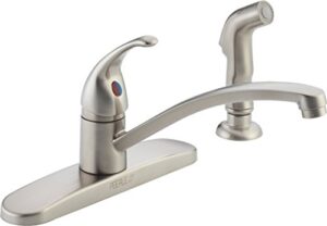 peerless p188501lf-ss choice single handle kitchen faucet with matching side spray, stainless