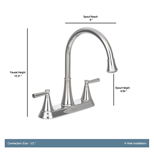 Cantara 3 or 4-Hole 2-Handle Side Sprayer Kitchen Faucet in Polished Chrome