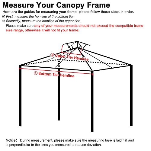 Yescom 8'x8' UV30+ Gazebo Canopy Replacement Top Cover Red for Dual Tier Outdoor Patio Garden Tent Y0018T02