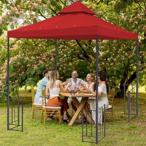 Yescom 8'x8' UV30+ Gazebo Canopy Replacement Top Cover Red for Dual Tier Outdoor Patio Garden Tent Y0018T02