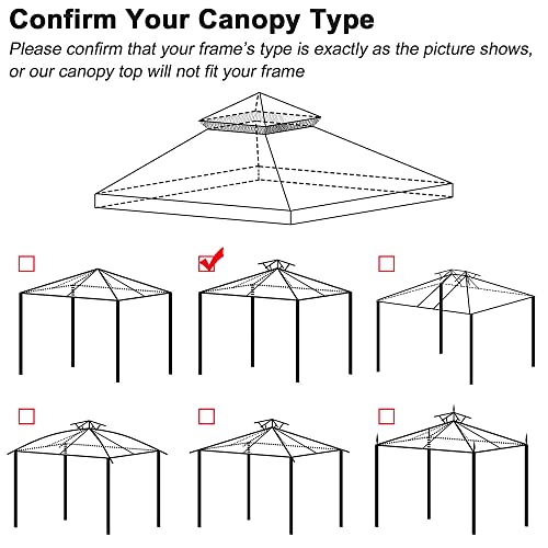 Yescom 8'x8' UV30+ Gazebo Canopy Replacement Top Cover Red for Dual Tier Outdoor Patio Garden Tent Y0018T02