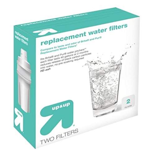 Universal Replacement Water Filters by Up&Up, 2 Filters Pack. Fits All Pur and Brita Pitchers (Except Stream).