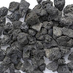 Black Lava Rocks for Fire Pit, 1 Cu Ft, (35 to 40 pounds). Naturally Formed Volcanic Rock Mined in the USA. Varies In Size From 1/2" to 1 1/2"