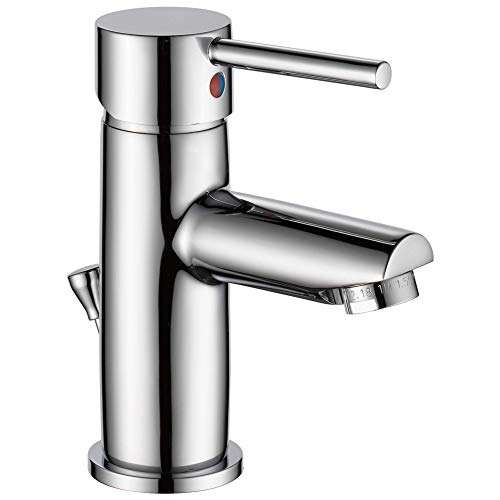 Delta Faucet Modern Single Hole Bathroom Faucet, Single Handle Bathroom Faucet Chrome, Bathroom Sink Faucet, Drain Assembly, Chrome 559LF-PP 7.25 x 6.00 x 6.25 inches