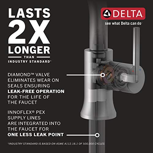 Delta Faucet Modern Single Hole Bathroom Faucet, Single Handle Bathroom Faucet Chrome, Bathroom Sink Faucet, Drain Assembly, Chrome 559LF-PP 7.25 x 6.00 x 6.25 inches