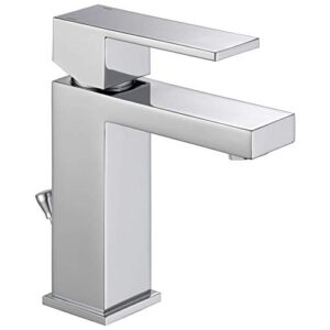 delta faucet modern single hole bathroom faucet, single handle chrome, bathroom sink faucet, drain assembly, chrome 567lf-pp