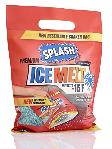 SPLASH Premium ice melt resealable Shaker Bag, melts to -15F, 10lb, snow & ice salt, concrete safe, good for driveways, sidewalks, etc.