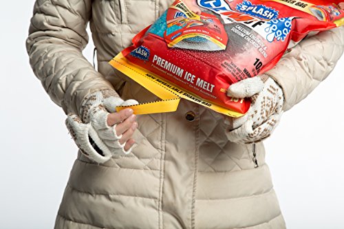 SPLASH Premium ice melt resealable Shaker Bag, melts to -15F, 10lb, snow & ice salt, concrete safe, good for driveways, sidewalks, etc.