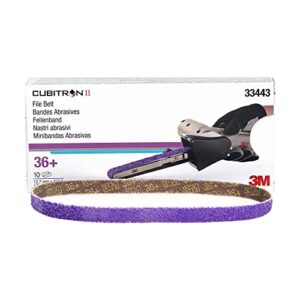 3M Cubitron II File Belt, 33445, 60+ Grit, 1/2 in x 18 in, Pack of 10 File Belts, Resin Bonded, Spot Weld Removal