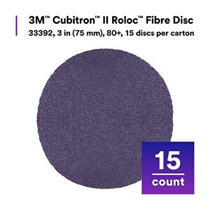 3M Cubitron II Roloc Fibre Disc, 786C, 33389, 3 in, 36+ Grit, 15 Pack, High Performance, Fast Cutting, Long Lasting