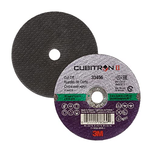 3M Cubitron II Cut-Off Wheel 33467, High Performance, Fast Cutting, Long Lasting, 4-1/2 in x 0.04 in x 7/8 in, 5 Wheels/Carton