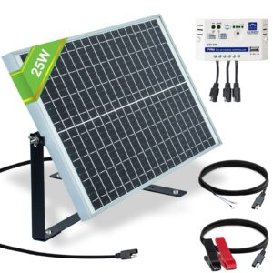 eco-worthy 25 watts 12v off grid solar panel kit solar battery trickle charger maintainer: waterproof 25w solar panel + sae connection cable+10a charge controller for car rv marine boat