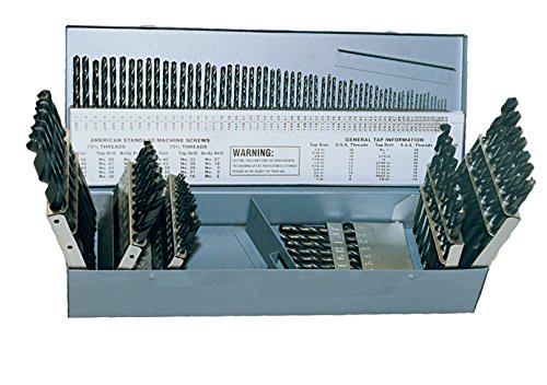 Cle-line "C21127 Style 1899 High Speed Steel General Purpose Jobber Length Drill Set, Steam Oxide Finish, 1/16"" - 1/2"" Size, 115 Pieces"