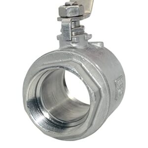 DAN SPEED 2" NPT Female 316 Stainless Steel Full Port Ball Valve Vinyl Handle WOG1000