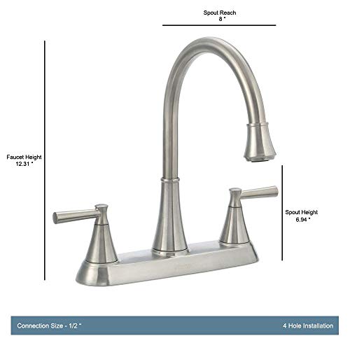 Pfister F-036-4CRS Cantara 2-Handle Side Sprayer Kitchen Faucet in Stainless Steel