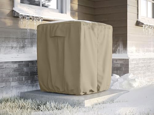 Covermates Air Conditioner Cover - Light Weight Material, Weather Resistant, Elastic Hem, AC & Equipment-Khaki