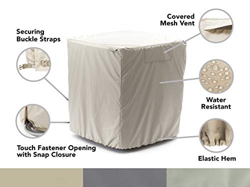 Covermates Air Conditioner Cover - Light Weight Material, Weather Resistant, Elastic Hem, AC & Equipment-Khaki