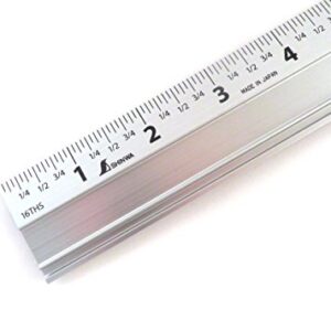 Shinwa 12" Extruded Aluminum Cutting Rule Ruler Gauge with Non slip rubber Backing 33279